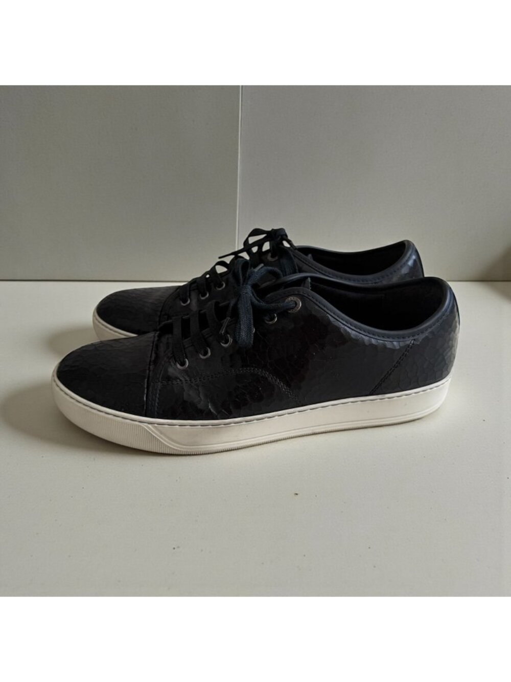 LANVIN Men's DBB1 Scarpe Black Leather Sneakers Size 10